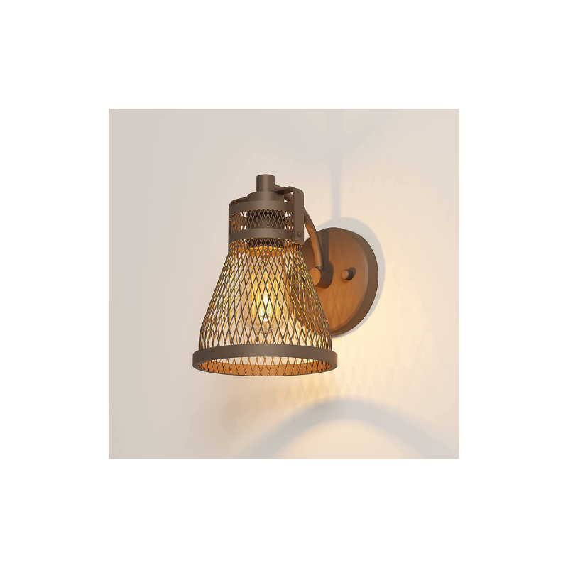 Farmhouse wall sconce industrial meshed metal wall light in oil rubbed bronze