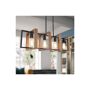 Kitchen island pendant light fixtures 4 light wood black chandelier