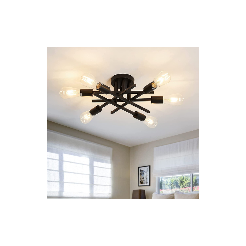 Modern semi flush mount ceiling lamp fixture sputnik vintage black ceiling light
