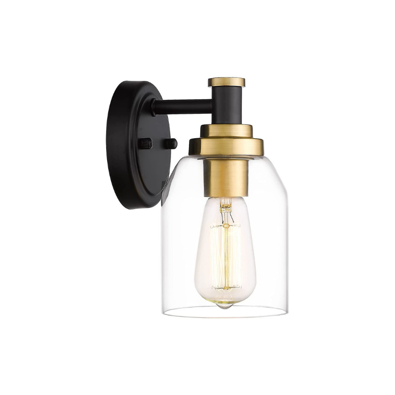 Industrial gold wall sconce modern black bathroom sconces with glass shade