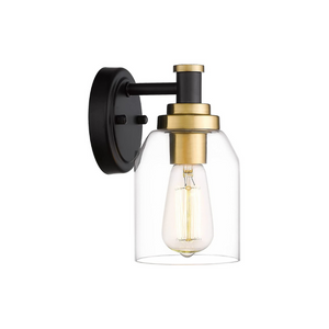 Industrial gold wall sconce modern black bathroom sconces with glass shade