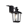 Black  outdoor light with outlet exterior wall lantern sconce with seeded glass shade