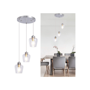 3 light pendant lighting cluster chandelier with nickel finish