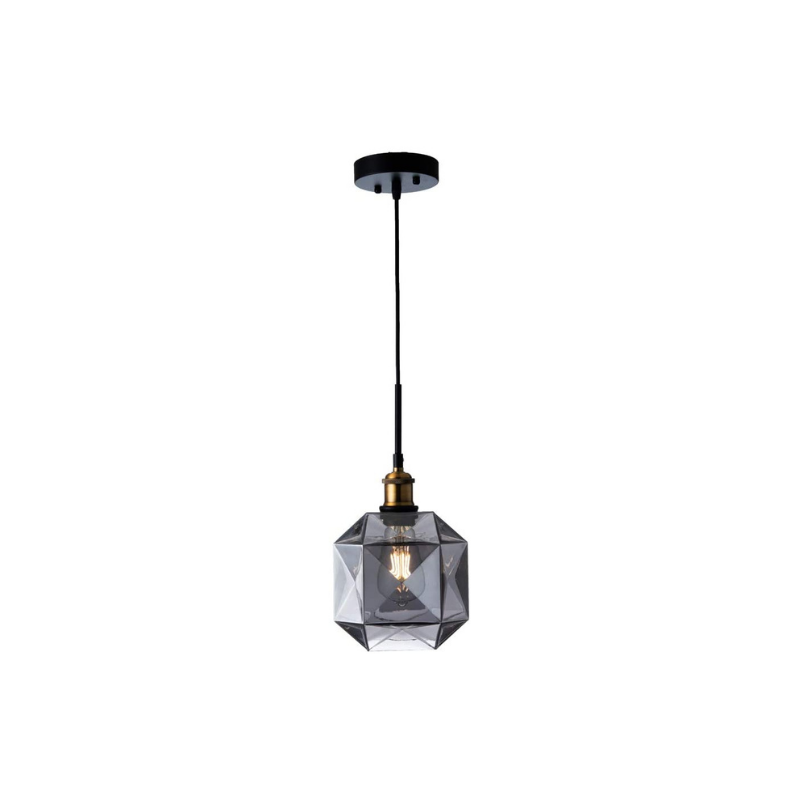 Modern Smokey Pendant Light Fixture Adjustable Black Hanging Light