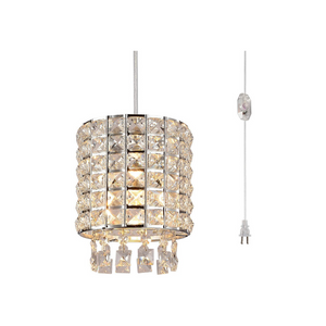 Modern Swag crystal dimmer switch plug in pendant light