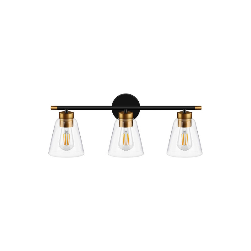 3 light modern wall sconce simplicity black wall lighting fixture with glass shade