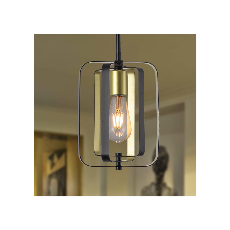 Black and gold square pendant light adjustable hanging pendant lamp