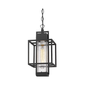 1 light handing Lantern Porch light in Black finish with bubble glass lamp shade