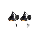 2 pack plug in  wall sconce light vintage black wall mount light fixture