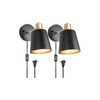 2 pack plug in bedroom sconce black gold industrial sconces wall lighting