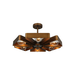 6 light vintage industrial barn floral ceiling light with copper finish
