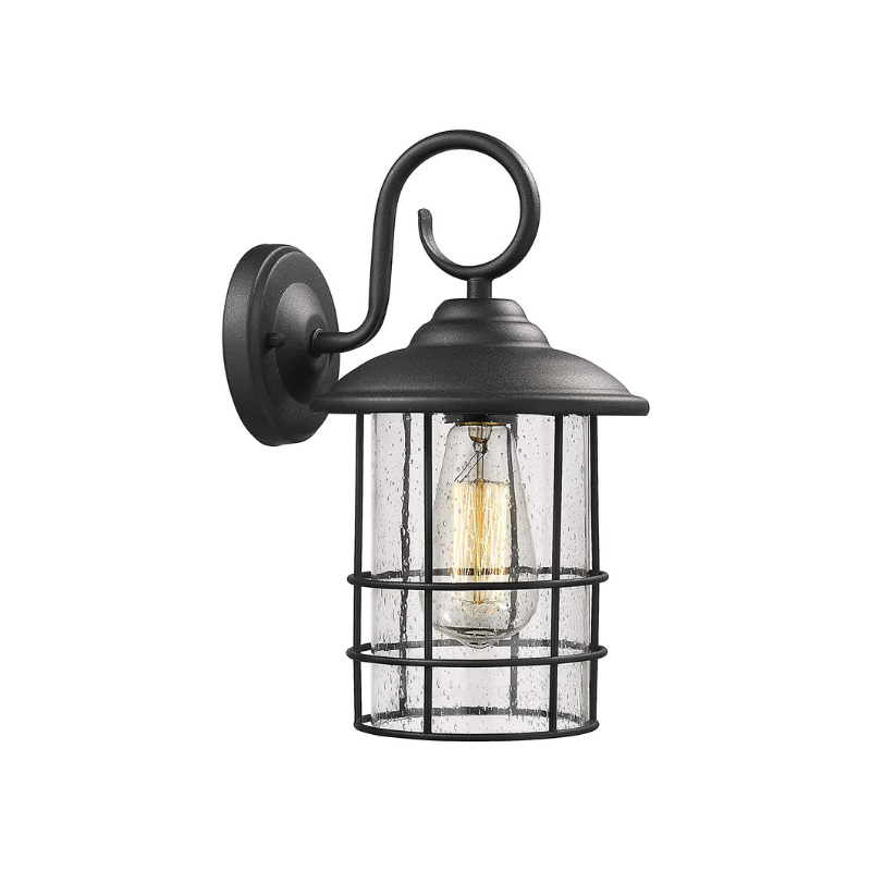 Industrial black outdoor wall lighting seeded glass porch wall lamp