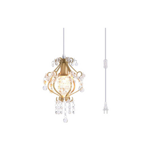 Plug in pendant light fixture crystal gold pendant lamp