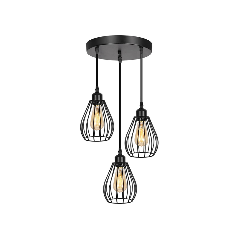 3 light pendant lighting black cage light fixtures ceiling hanging