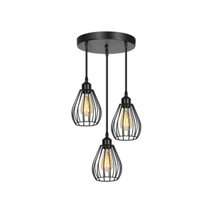 3 light pendant lighting black cage light fixtures ceiling hanging