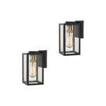 2 pack indoor black wall sconce with clear glass shade