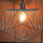 Vintage basket pendant light industrial silver chandelier