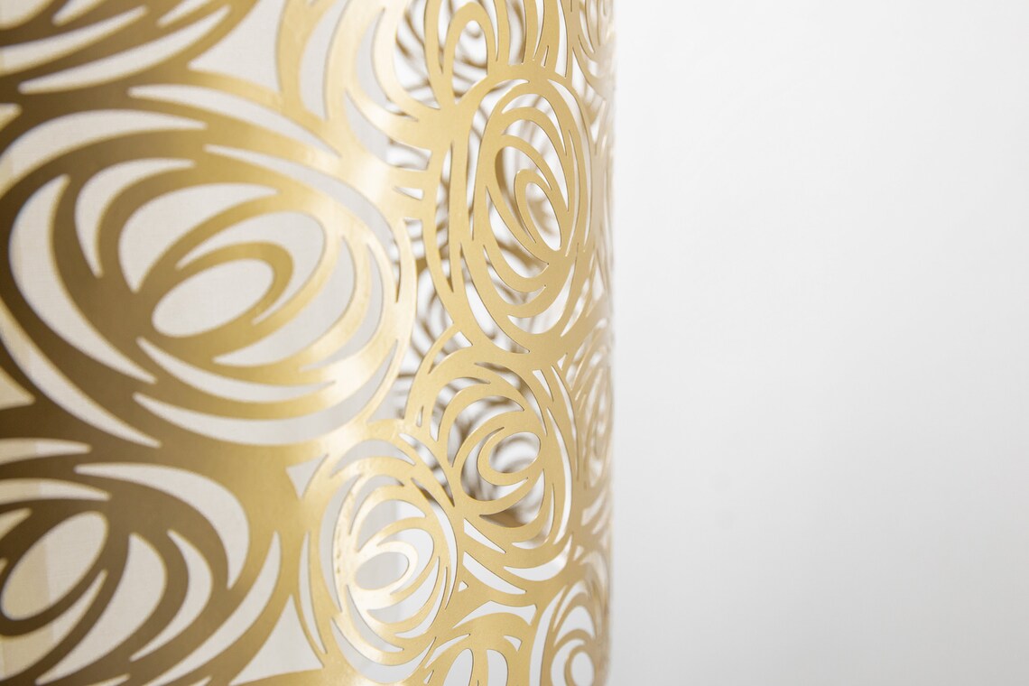 Golden flower laser cutting pendant hanging light modern drum lighting fixture