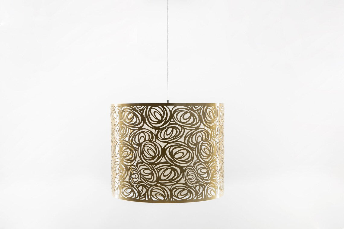 Golden flower laser cutting pendant hanging light modern drum lighting fixture
