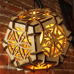 Geometric wood hanging light home decor vintage lamp