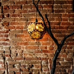 Geometric wood hanging light home decor vintage lamp