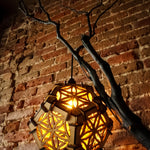 Geometric wood hanging light home decor vintage lamp