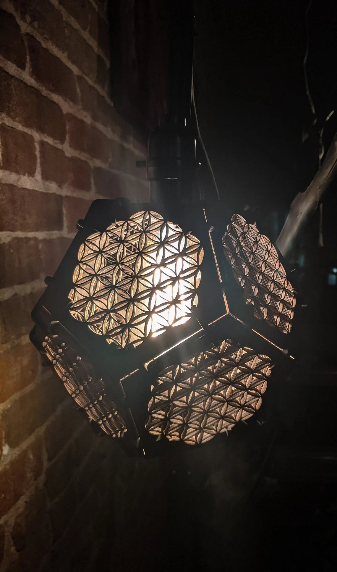 Geometric wood pendant lamp home decor vintage chandelier