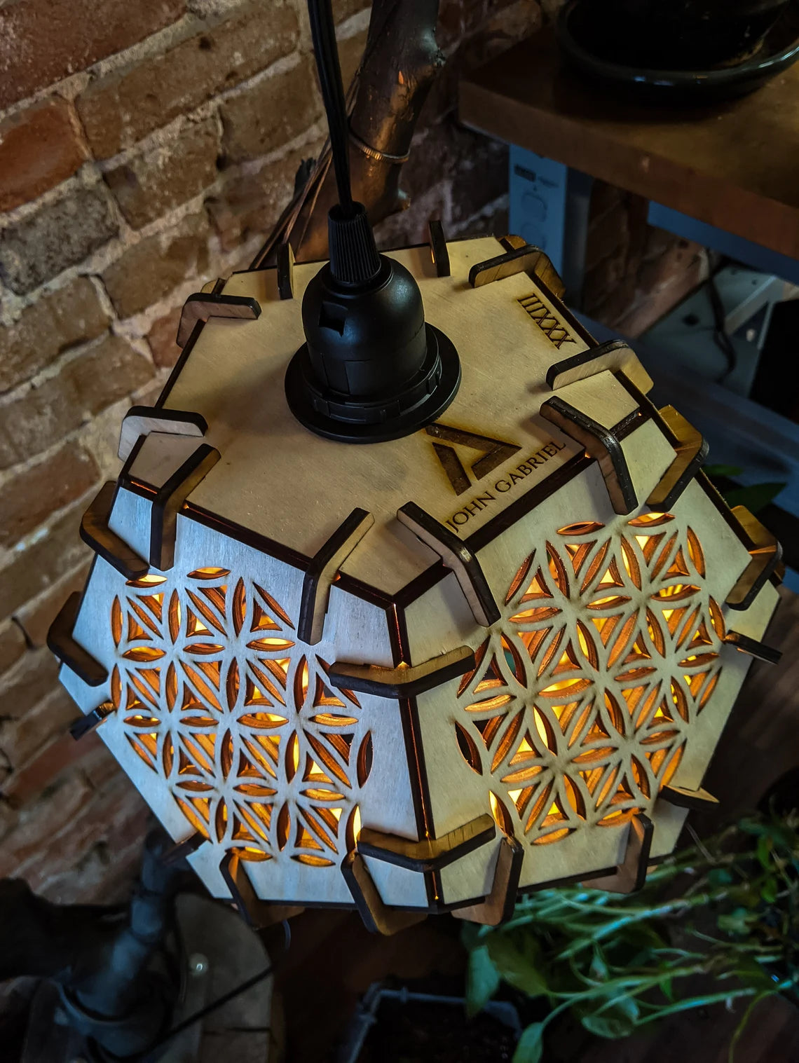 Geometric pendant lighting vintage wood hanging pendant lights