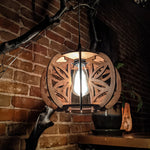 Geometric pendant lamp vintage wood hanging pendant light fixture