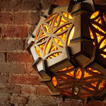 Geometric wood hanging light home decor vintage lamp