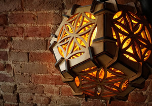 Geometric wood hanging light home decor vintage lamp