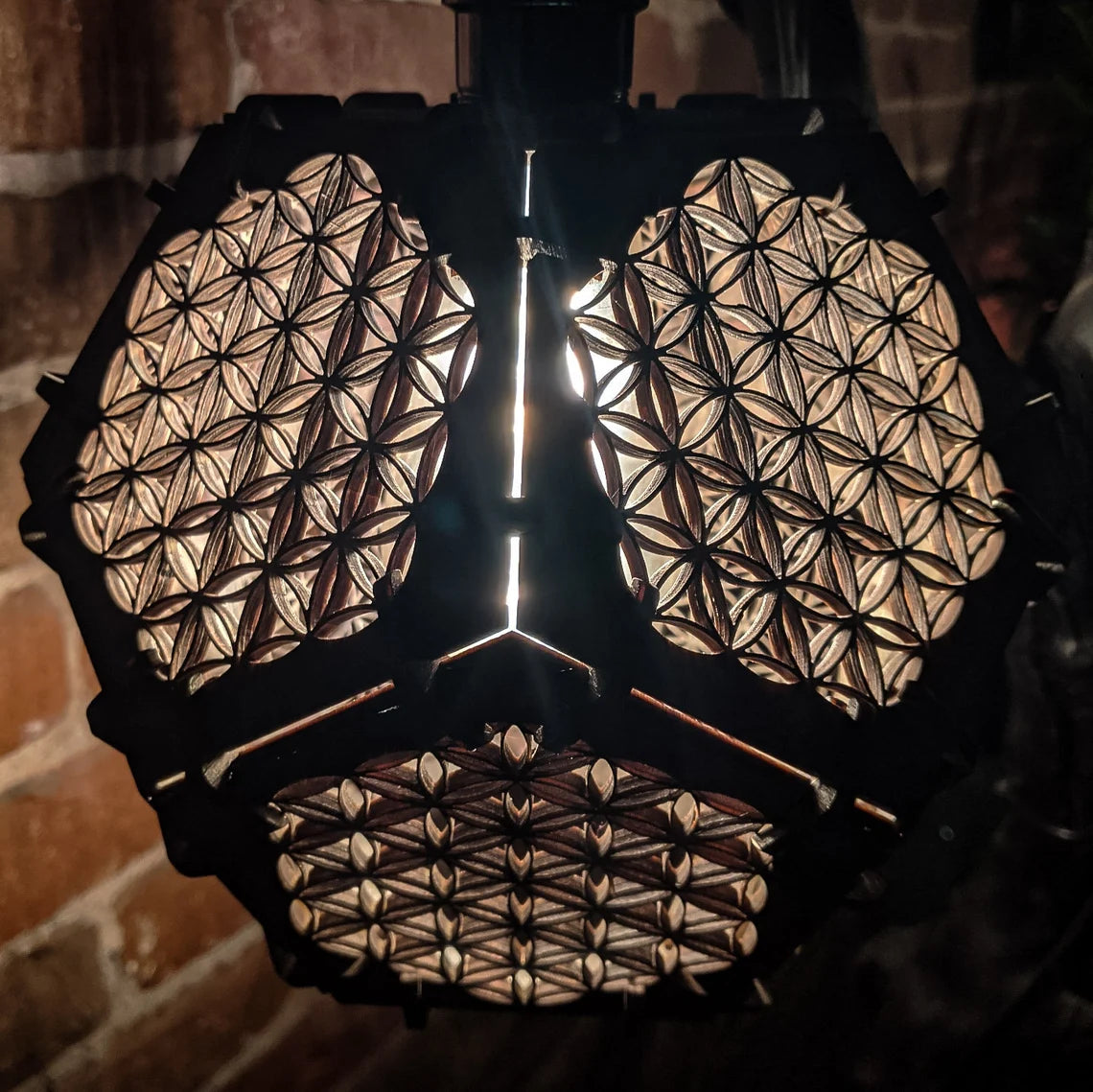 Geometric wood pendant lamp home decor vintage chandelier