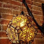 Geometric wood hanging light home decor vintage lamp
