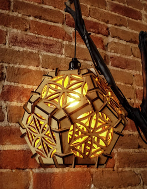 Geometric wood hanging light home decor vintage lamp
