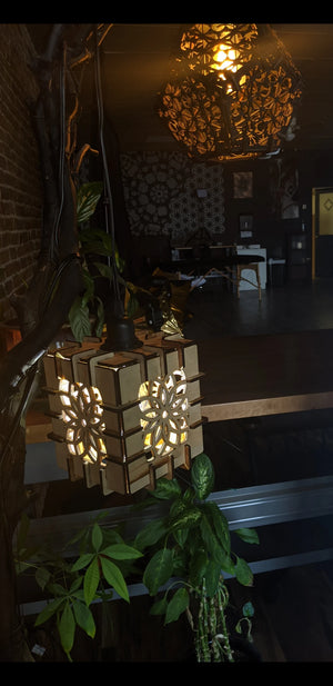Wood geometric pendant lamp home decor vintage chandelier lighting