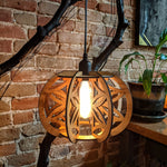 Geometric pendant lamp vintage wood hanging pendant light fixture