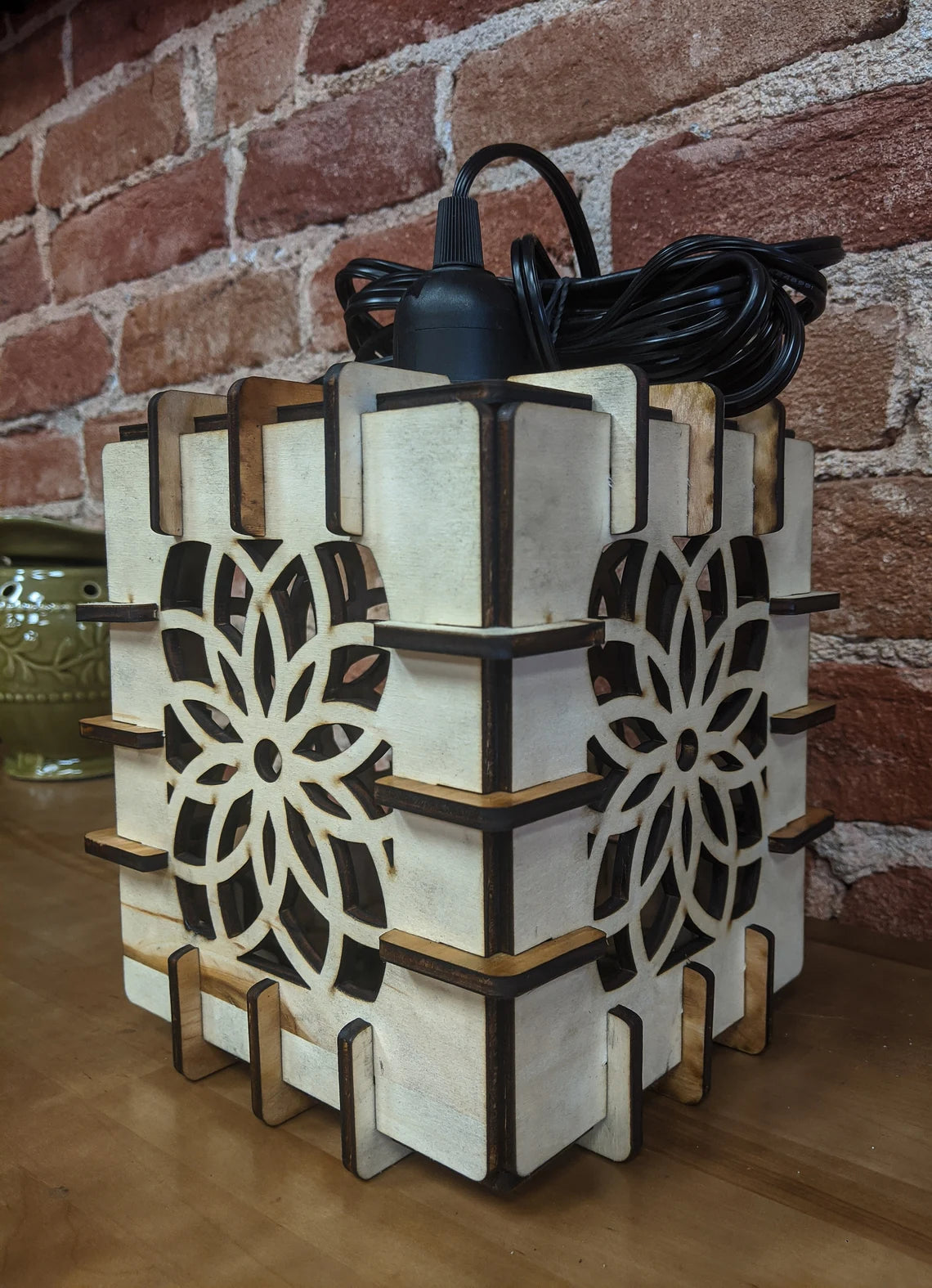 Wood geometric pendant lamp home decor vintage chandelier lighting