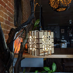 Wood geometric pendant lamp home decor vintage chandelier lighting