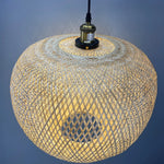 Globe bamboo pendant light 5 ft hanging black cord lamp