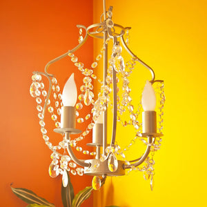 Vintage chandelier industrial plastic beads pendant light fixture