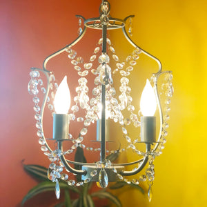 Vintage chandelier industrial plastic beads pendant light fixture