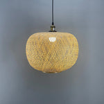 Globe bamboo pendant light 5 ft hanging black cord lamp