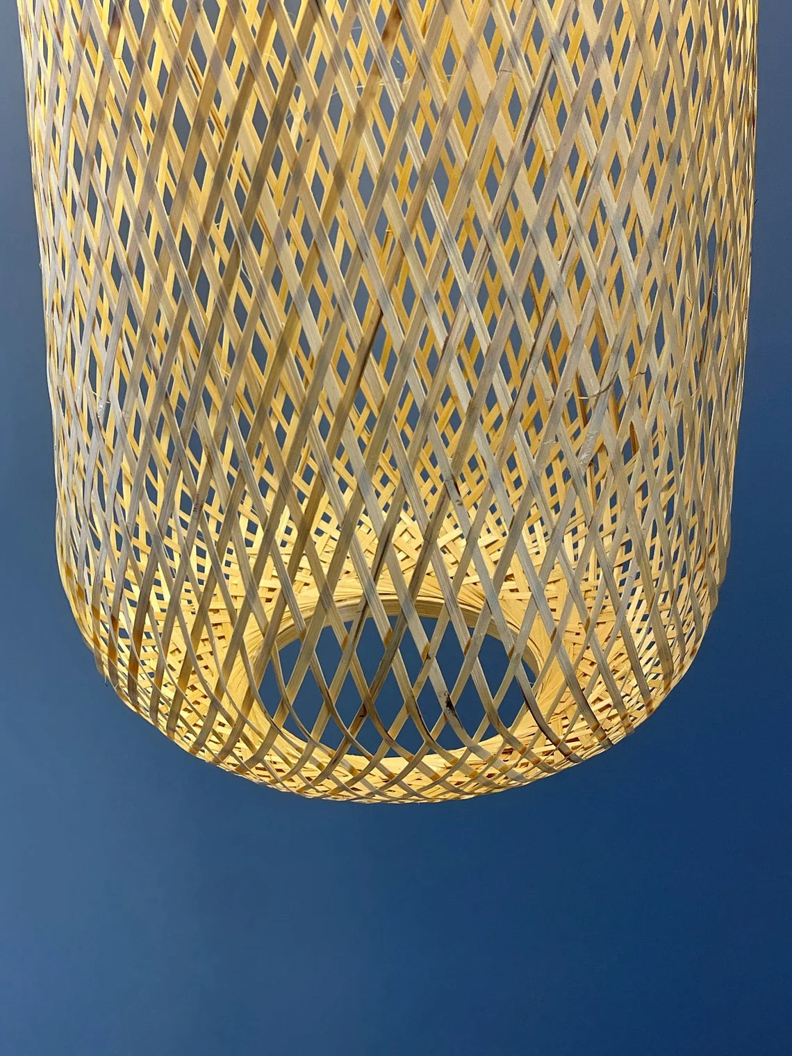 Woven bamboo pendant light long oval hanging lights