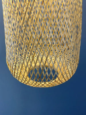 Woven bamboo pendant light long oval hanging lights