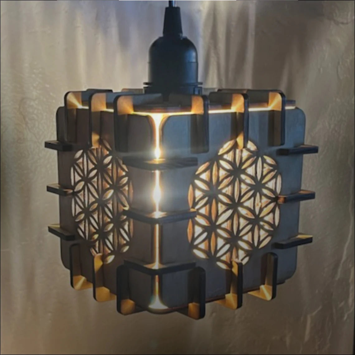 Vintage wood hanging light geometry chandelier light