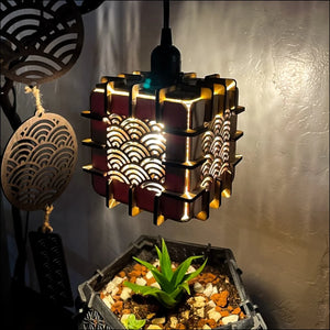 Vintage wood chandelier light geometry pendant lamp